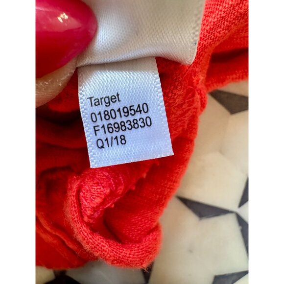 A New Day Orange Red Twist Front Tee Medium 100% Cotton Short Sleeve Top Elastic - Picture 8 of 8